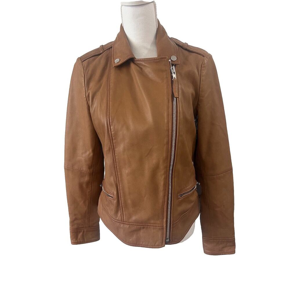 LORD + TAYLOR Brown Lamb Skin Leather Jacket Sz M